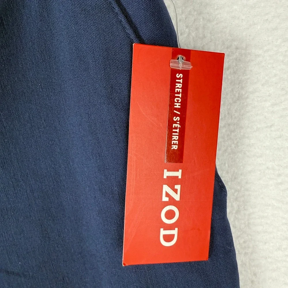 NEW‎ IZOD Chino Pants Womens 8 Short Navy Blue Straight Leg Flat Front Stretch - Picture 3 of 12